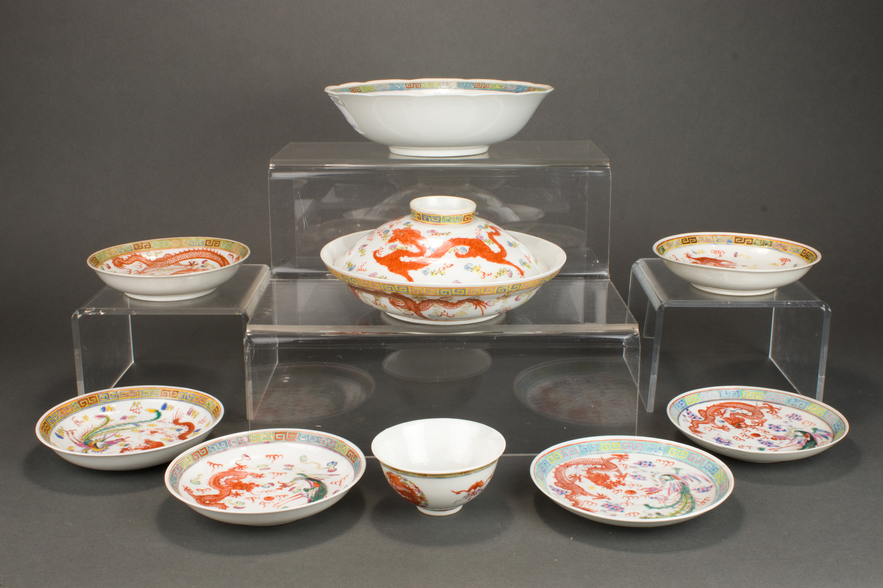 Appraisal: LOT OF CHINESE FAMILLE ROSE 'DRAGON AND PHOENIX' WARES lot