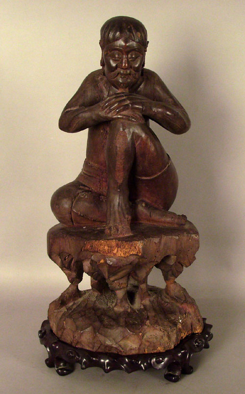 Appraisal: Carved figure of an seated oriental gentleman early th c