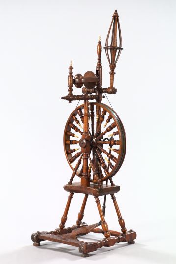 Appraisal: Diminutive Continental Turned Bone-Mounted Beechwood Spinning Wheel second quarter th