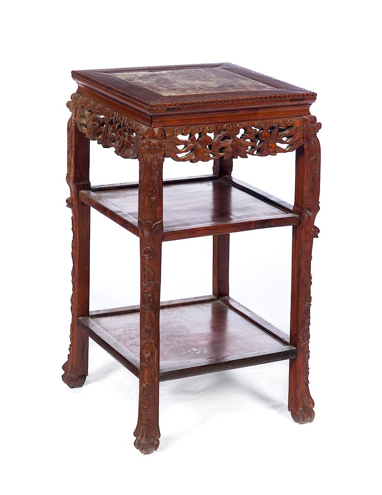 Appraisal: Ornate Chinese Marble Top Table - Damaged Fair condition with