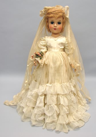 Appraisal: Unmarked bride doll No crazing on face but light crazing