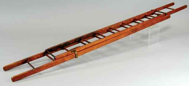 Appraisal: MINIATURE WOOD EXTENSION LADDERS All wood with brass clasps used