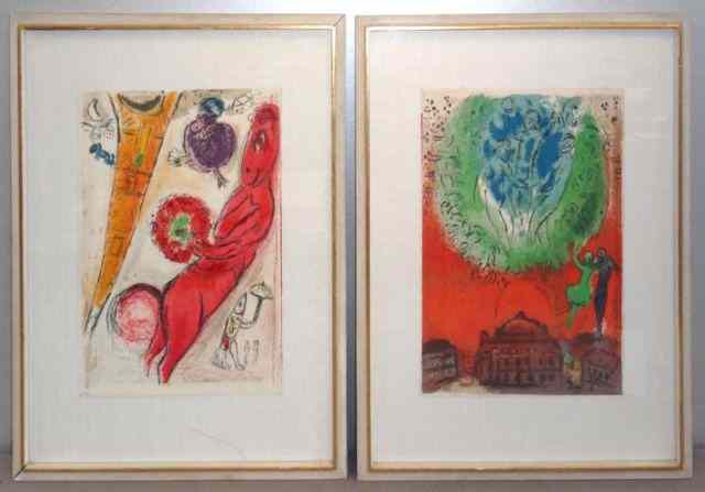 Appraisal: After CHAGALL Two Lithographs Printed nearly to margins Likely pulled