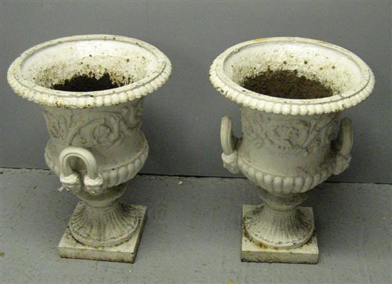 Appraisal: Pair of Victorian cast iron white painted garden urns with