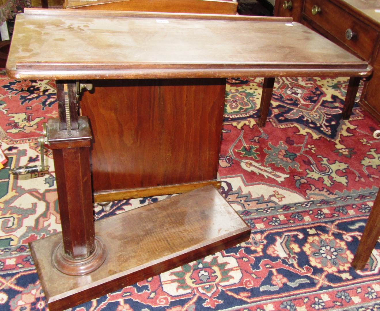 Appraisal: A late th century walnut bed reading table with ratchet