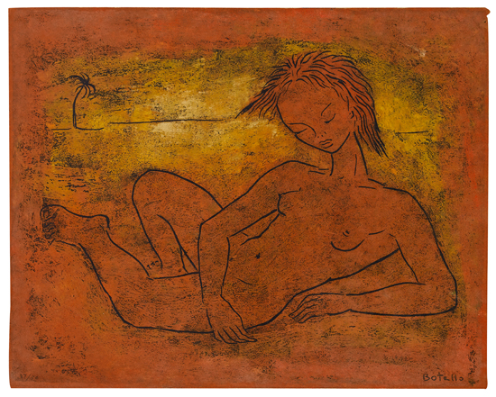 Appraisal: ANGEL BOTELLO Desnudo Color screenprint on fibrous paper circa -