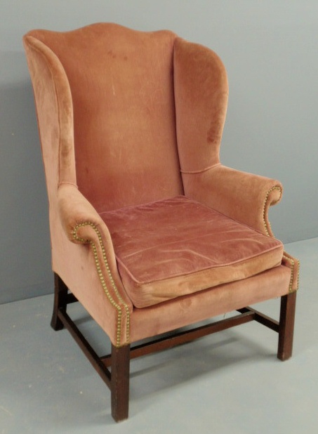 Appraisal: Chippendale mahogany wing chair late th c with rolled arm