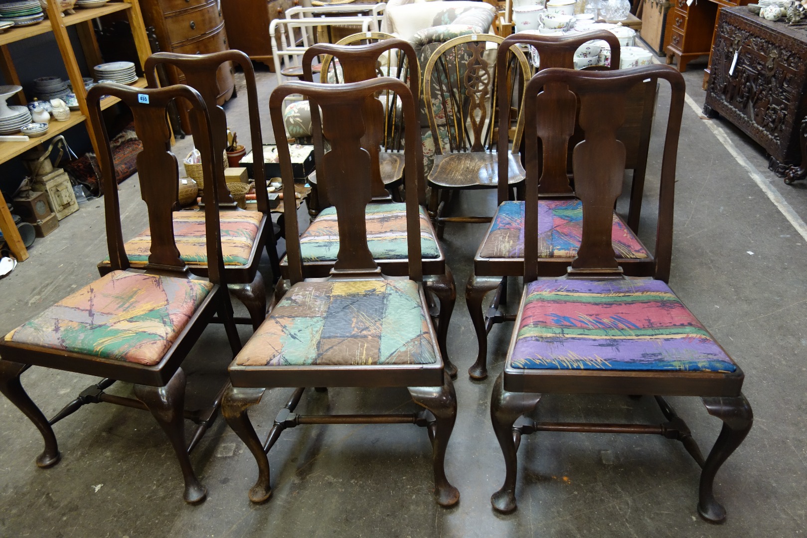 Appraisal: A set of six reproduction George I style mahogany dining