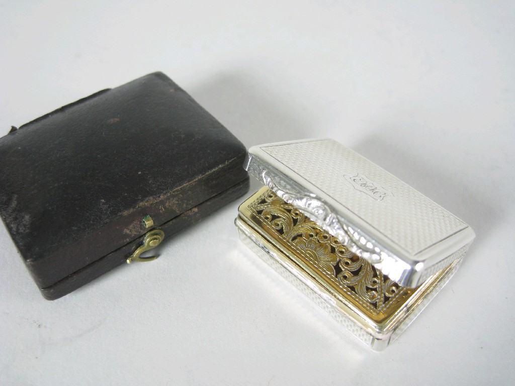 Appraisal: A Victorian rectangular Vinaigrette with engine turning and initials engraved