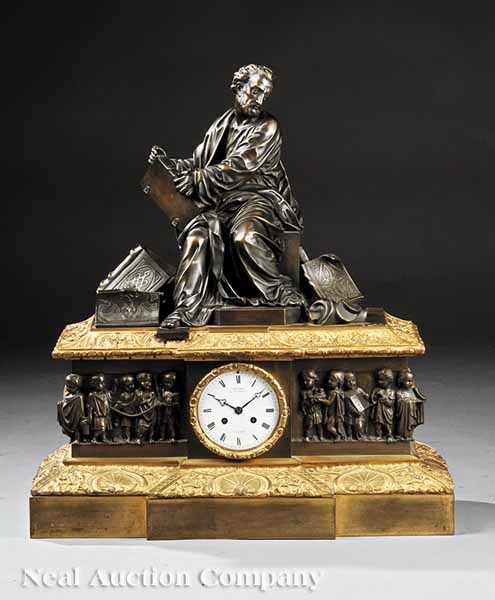 Appraisal: A Napoleon III Gilt and Patinated Bronze Figural Mantel Clock