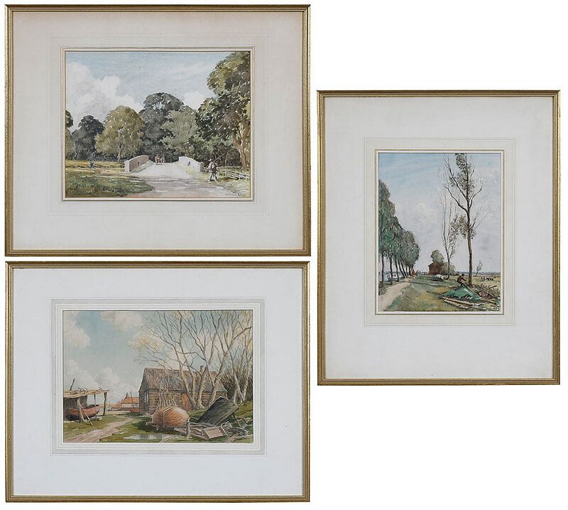 Appraisal: Martin Hardie British - Three rural watercolors Woodsman by a