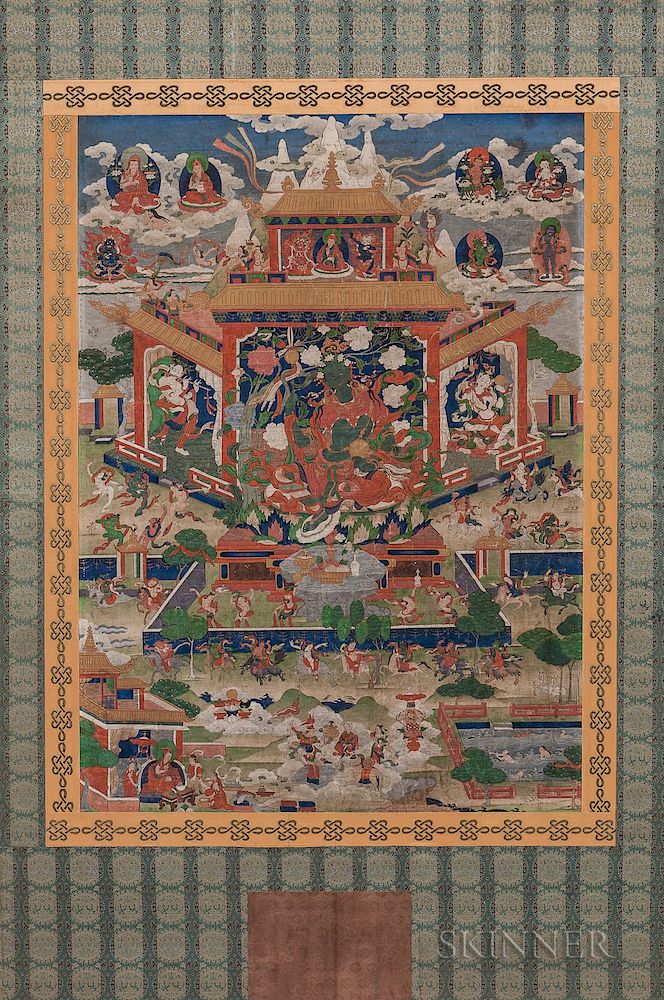 Appraisal: Thangka Depicting the Green Tara Thangka Depicting the Green Tara