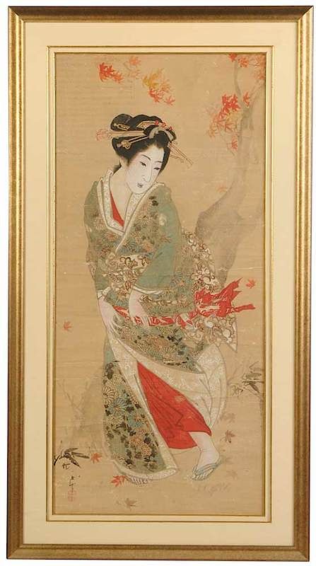 Appraisal: Japanese th Century Geisha Painting Meiji period ink and color