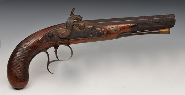 Appraisal: AN EARLY TH CENTURY PERCUSSION CAP PISTOL with octagonal barrel