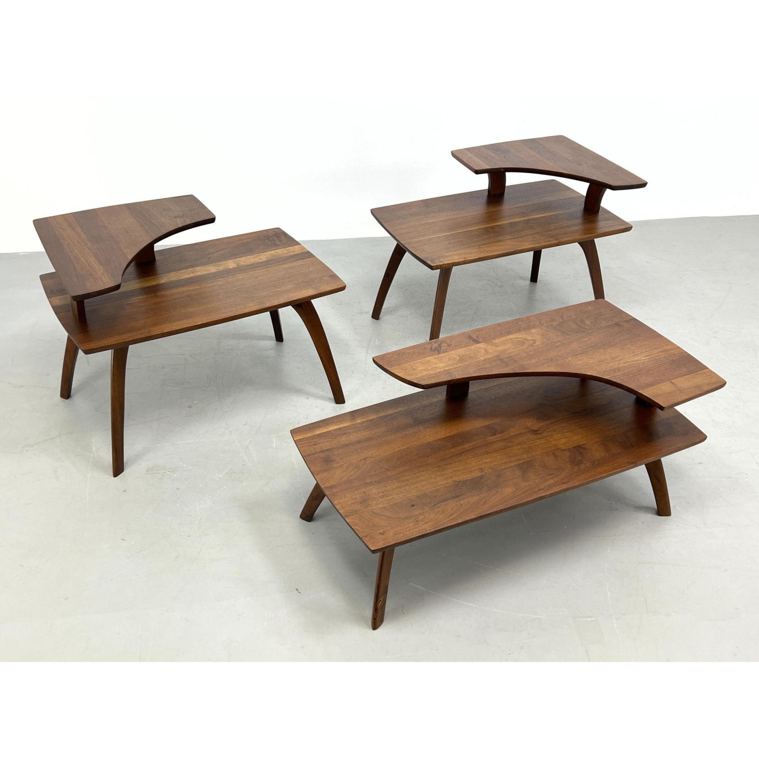 Appraisal: pc Carl Bissman Walnut Tables tier end tables and coffee