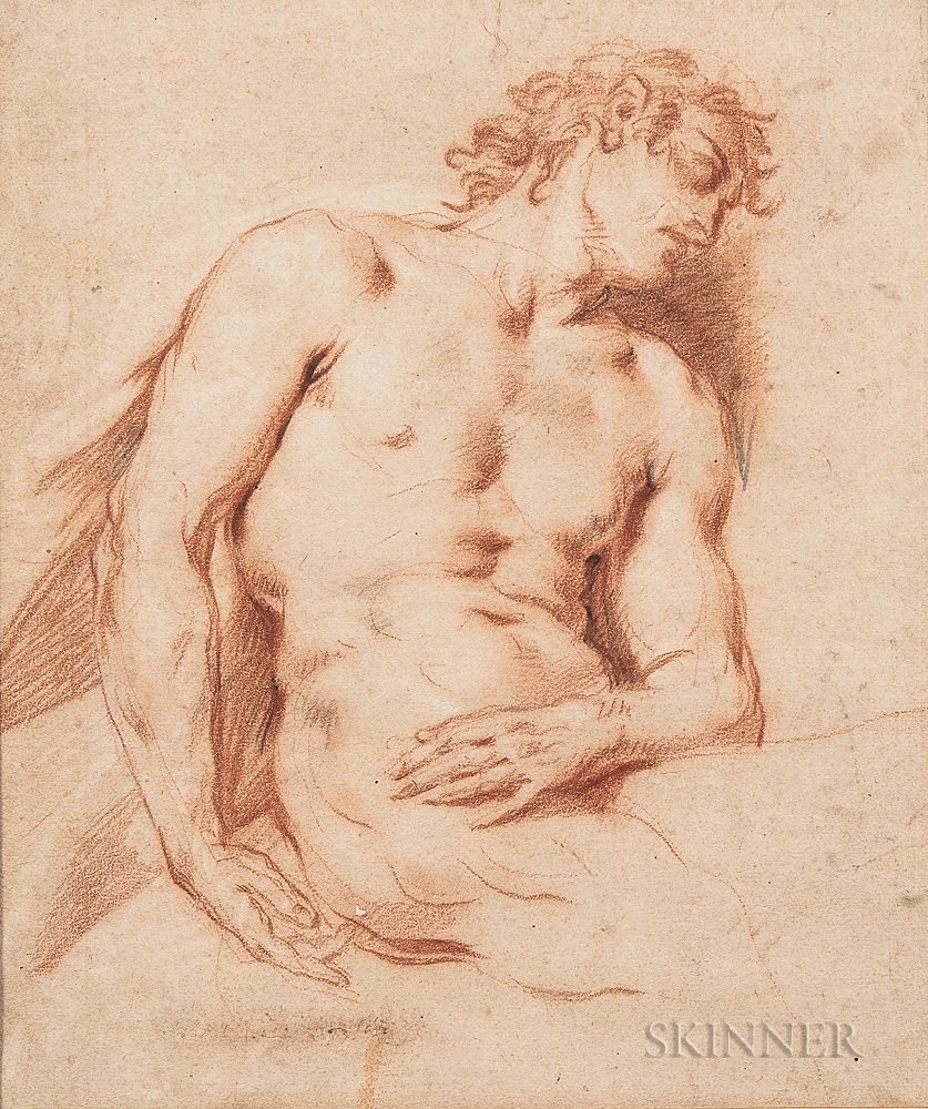 Appraisal: French School th Century Sleeping Male Nude French School th