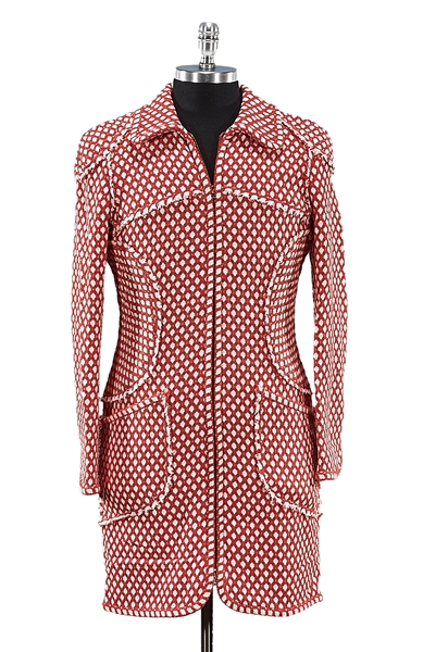 Appraisal: Chanel women's bamboo and cotton blend red and white jacket