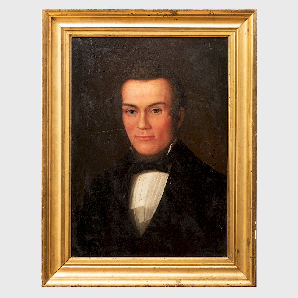 Appraisal: American School Portrait of a Man Oil on canvas unsigned