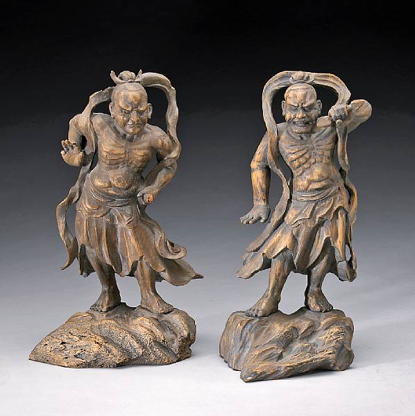 Appraisal: Property of various owners Each of the muscular temple guardians