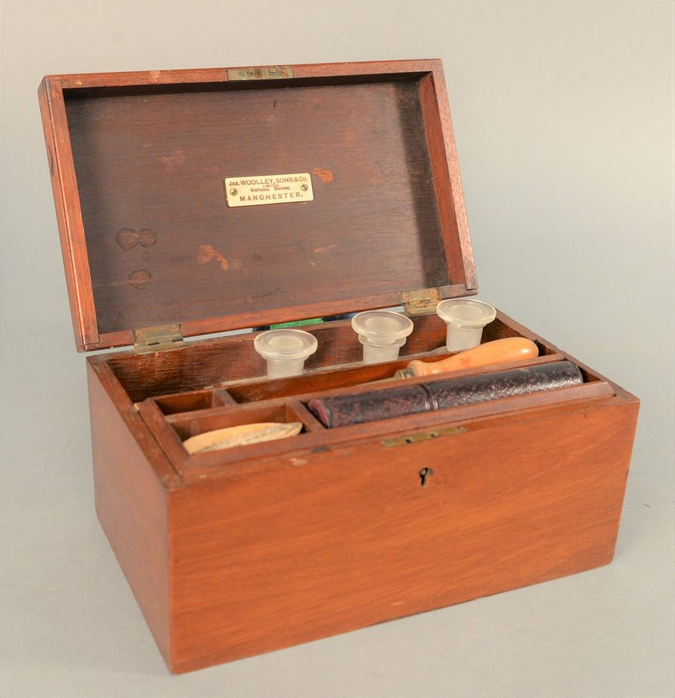 Appraisal: English Mahogany Medical Box having lift-top opening to fitted interior