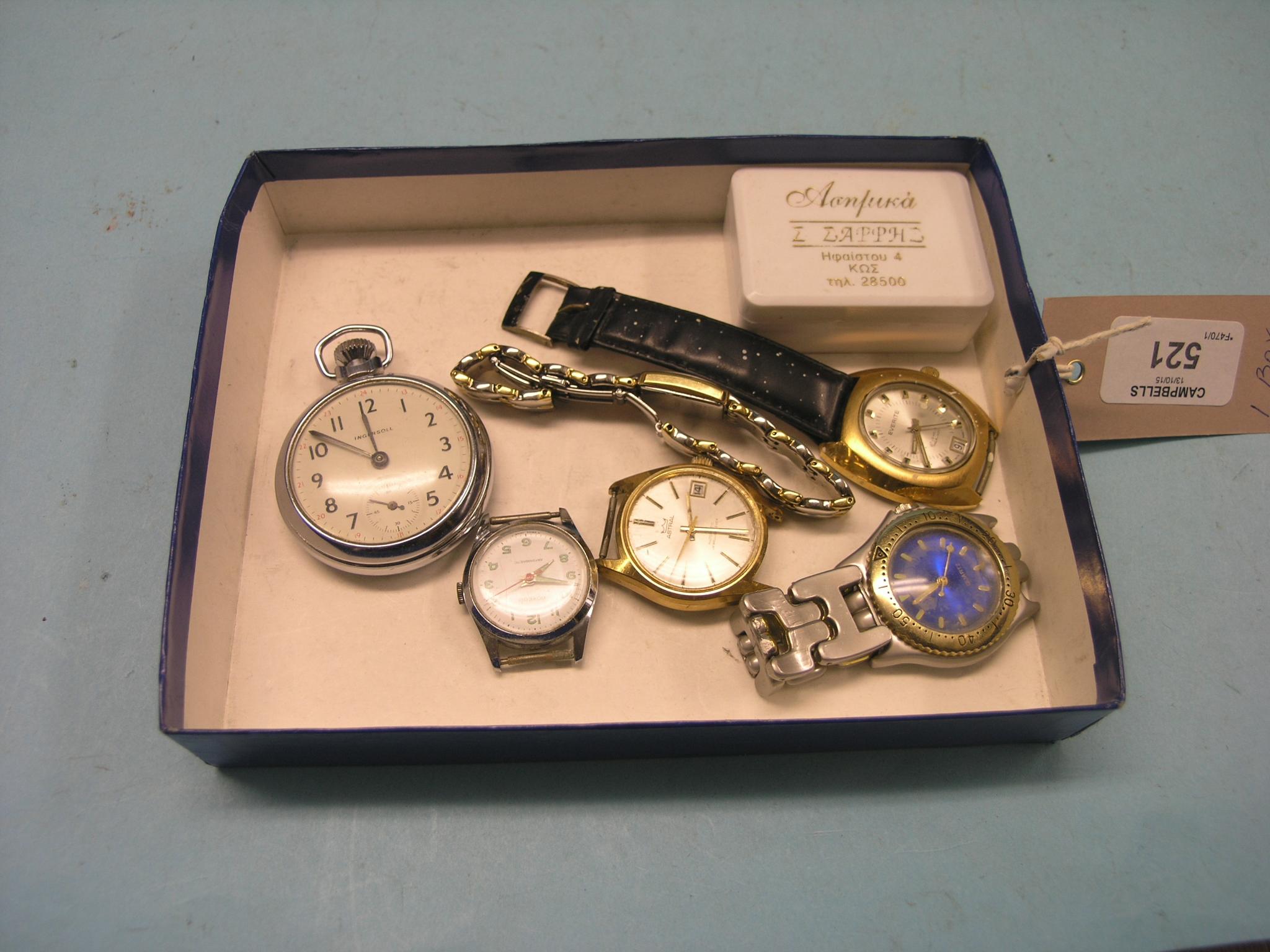 Appraisal: Five various modern wristwatches Ingersoll pocket watch and a small