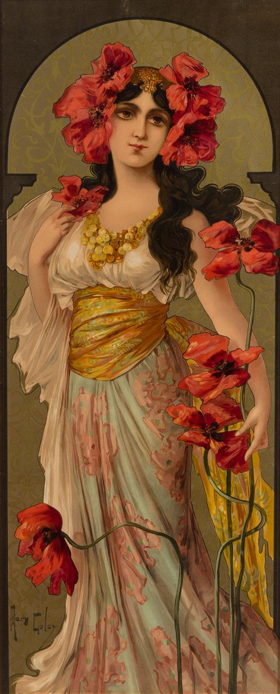 Appraisal: Sale Lot Mary Golay British - Maiden with Red Flowers