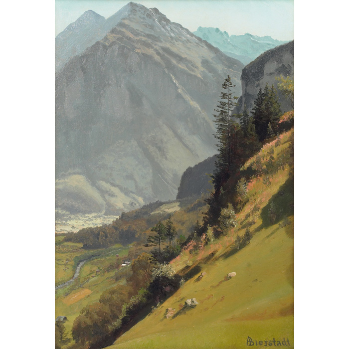 Appraisal: Albert Bierstadt German American - An Alpine Landscape oil on