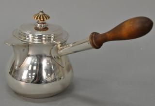 Appraisal: English silver hot syrup pourer with cover having wood handle