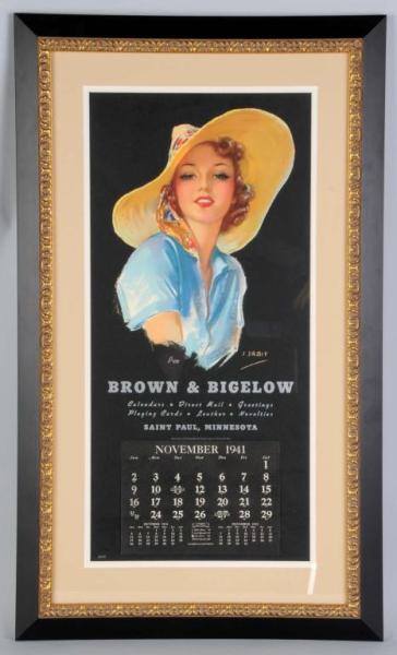 Appraisal: J Erbit Pinup Advertising Calendar Description Framed under glass Condition