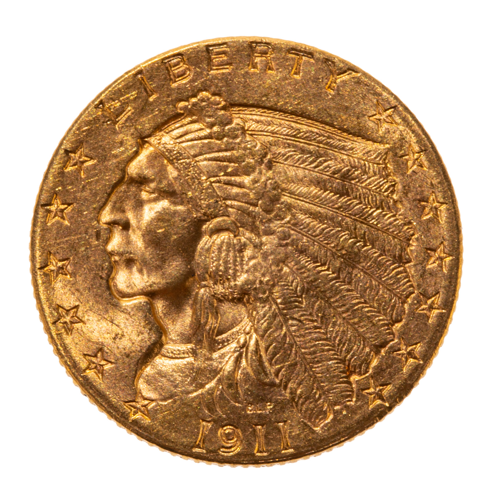 Appraisal: GOLD INDIAN QUARTER EAGLE CHOICE AU Cartwheel luster and mint