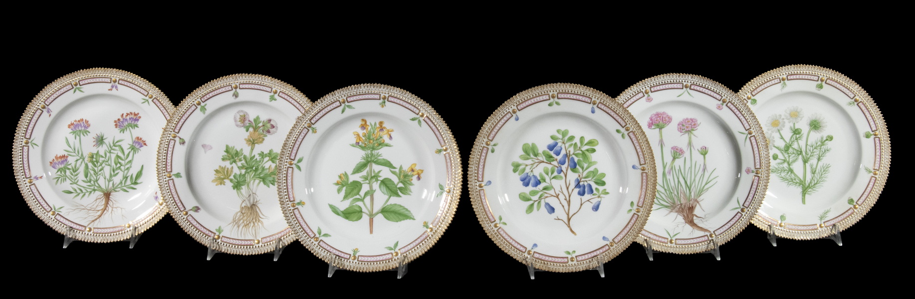 Appraisal: ROYAL COPENHAGEN FLORAL DANICA PLATES Set of Royal Copenhagen Danish