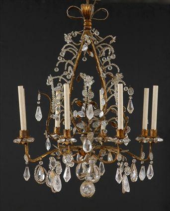 Appraisal: EIGHT-LIGHT GLASS AND GILT-METAL ITALIAN CHANDELIER x in