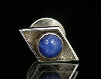 Appraisal: Star Sapphire and k White Gold Tie Pin k white