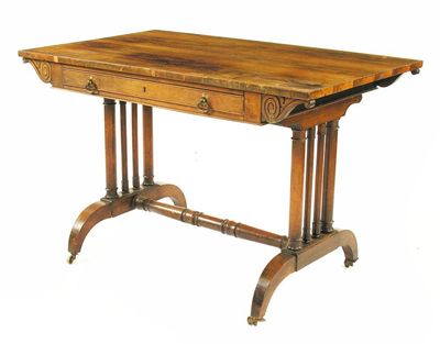 Appraisal: A George IV rosewood sofa table the reduced rectangular top