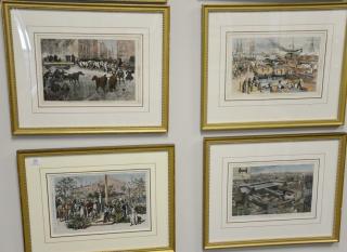 Appraisal: Set of ten Harper's Weekly hand colored lithographs framed and