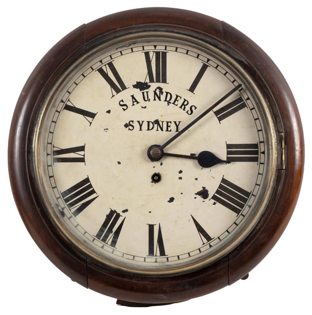 Appraisal: SAUNDERS TRAIN STATION WALL CLOCK AUSTRALIA LATE TH CENTURY DIAMETER