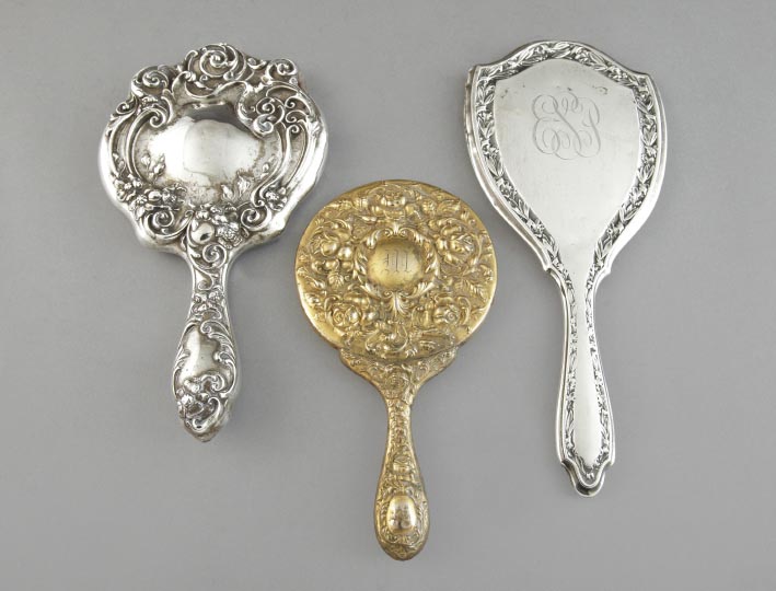 Appraisal: Collection of Three Sterling Silver Hand Mirrors first quarter th