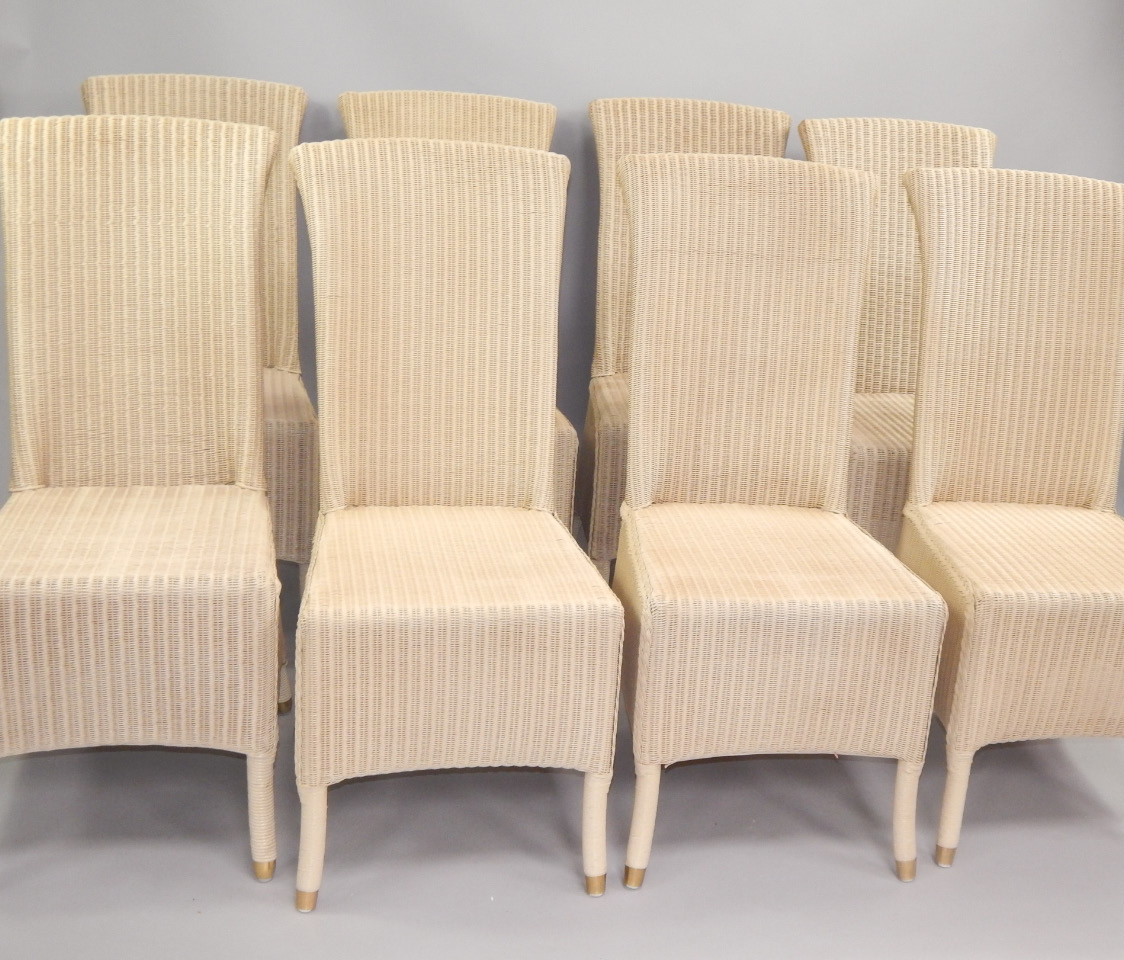 Appraisal: A set of eight Kok Maison loom dining chairs