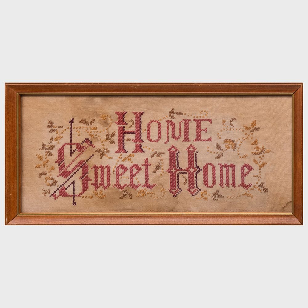 Appraisal: American Embroidery Sampler 'Home Sweet Home' x in frame Condition