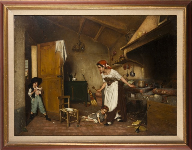 Appraisal: th c Italian Genre Scene Oil on canvas unsigned Brother