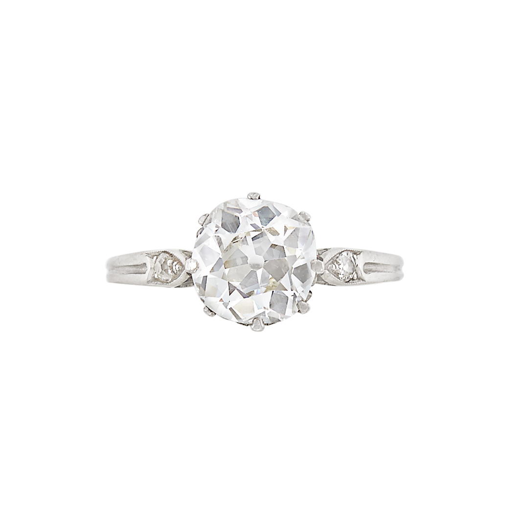 Appraisal: Platinum and Diamond Ring One cushion-shaped diamond ap cts c