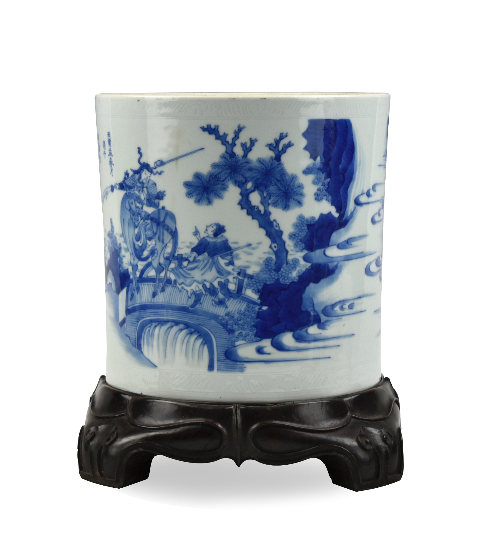 Appraisal: Chinese porcelain brush pot of broad cylindrical form the exterior