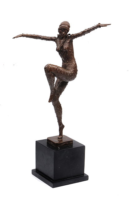 Appraisal: A CONTEMPORARY BRONZE SCULPTURE OF A 'S STYLE DANCING GIRL