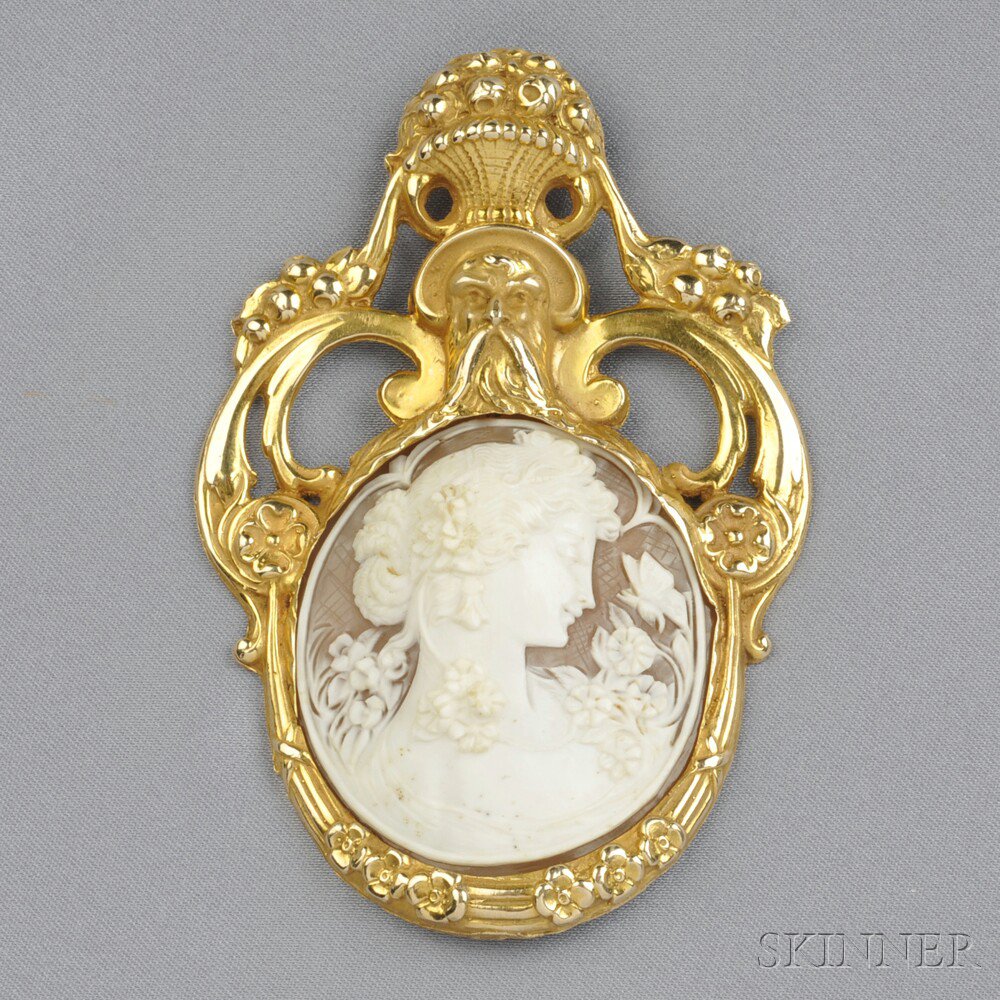 Appraisal: kt Gold and Shell Cameo Pendant Eric de Kolb the