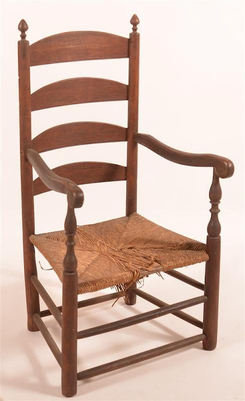 Appraisal: American Early th C Ladder Back Armchair American Early th