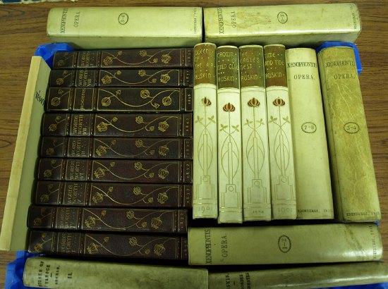 Appraisal: Ruskin J Four volumes circa in Art Nouveau bindings together