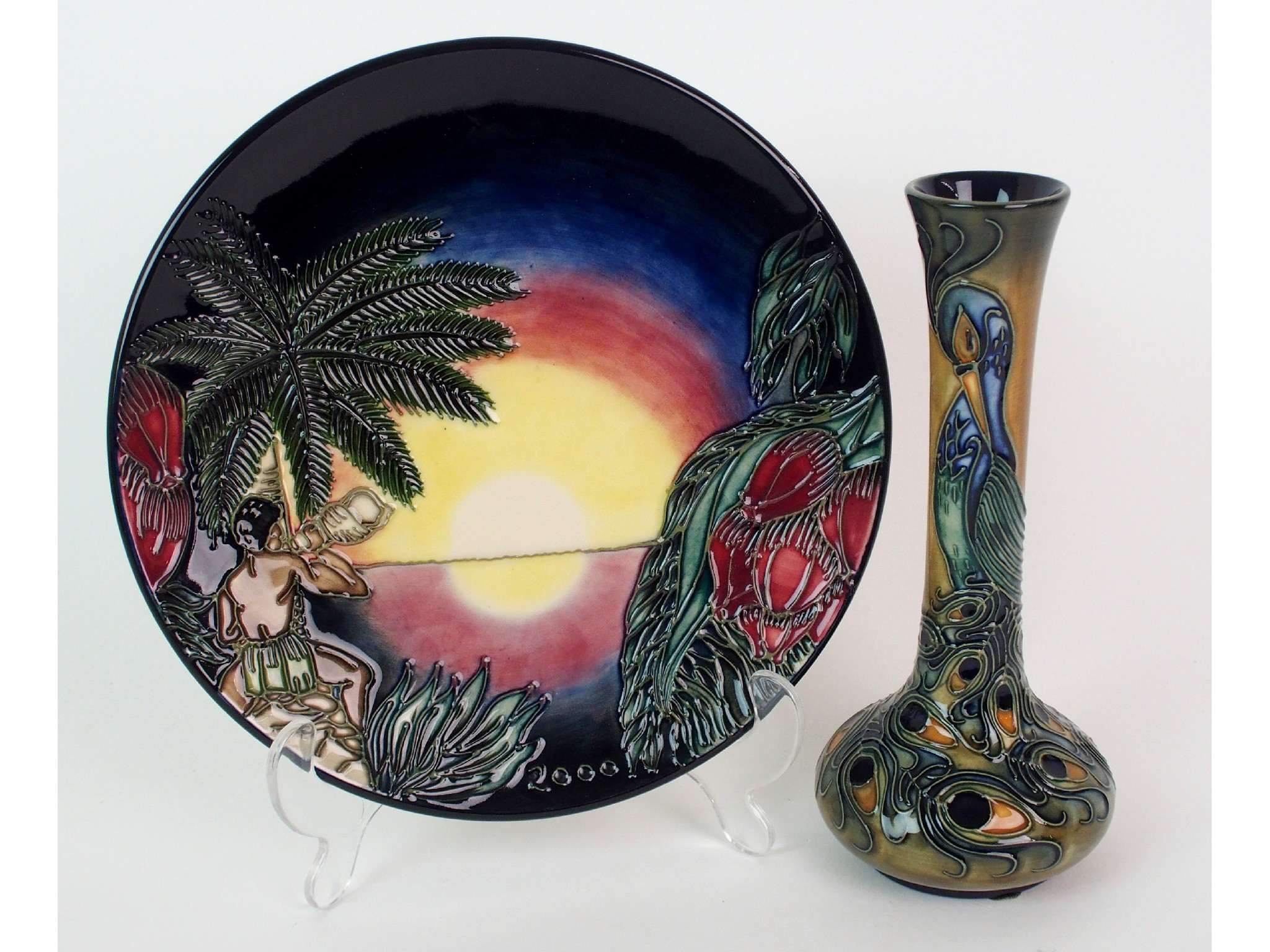 Appraisal: A Moorcroft Pottery Phoenix vase and a Birth of Night