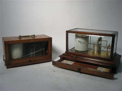 Appraisal: Two mahogany and glass case table barometers th th century