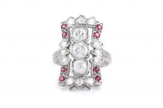 Appraisal: An Art Deco Diamond and Ruby Cocktail Ring A 's