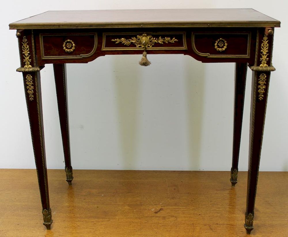 Appraisal: Century French Bronze Mounted Drawer Desk Nice quality bronze mounts